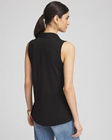 Slub Sleeveless Collared Tunic
