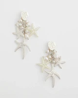 Pearl Silver-Tone Starfish Clip-On Earrings
