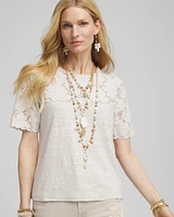 Embroidered Lace Linen Tee