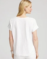 Paillette Trim Cotton Slub Tee
