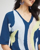Print V-Neck Pullover Sweater