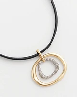Pavé Pendant Faux Leather Necklace
