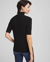 Cashmere Elbow Sleeve Mock Neck Sweater