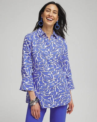 No Iron™ Linen Abstract 3/4 Sleeve Shirt