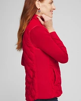Rib Trim Quilted Vest