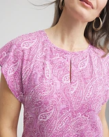 Paisley Slub Keyhole Neck Tee