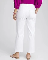 Striped Straight-Leg Cropped Pants