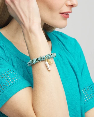 Turquoise Blue Seashell Stretch Bracelet