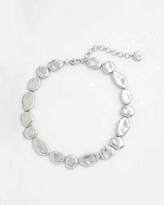 Silver-Tone Pebble Link Collar Necklace
