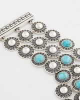Turquoise and Silver Cab Bracelet