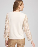 Sequin Ruffle Pullover Sweater