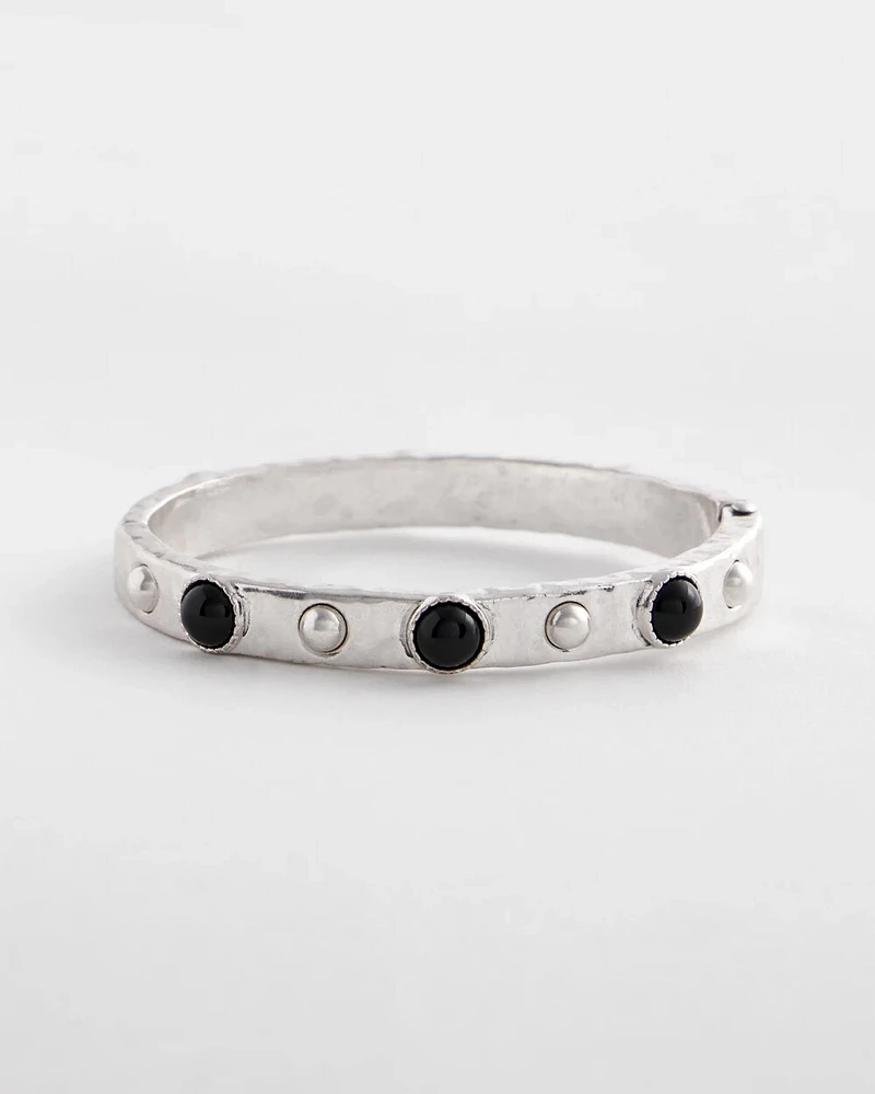 Black & Silver Cuff Hinge Bracelet
