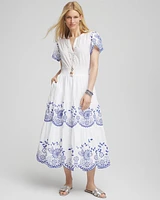 Embroidered Smocked Waist Dress
