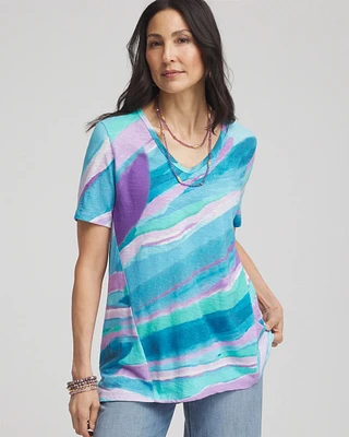 Sea Print Short Sleeve Forward-Seam Tee