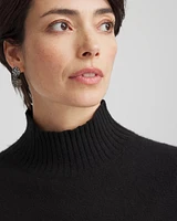 Cashmere Elbow Sleeve Mock Neck Sweater
