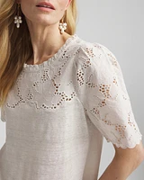 Embroidered Lace Linen Tee