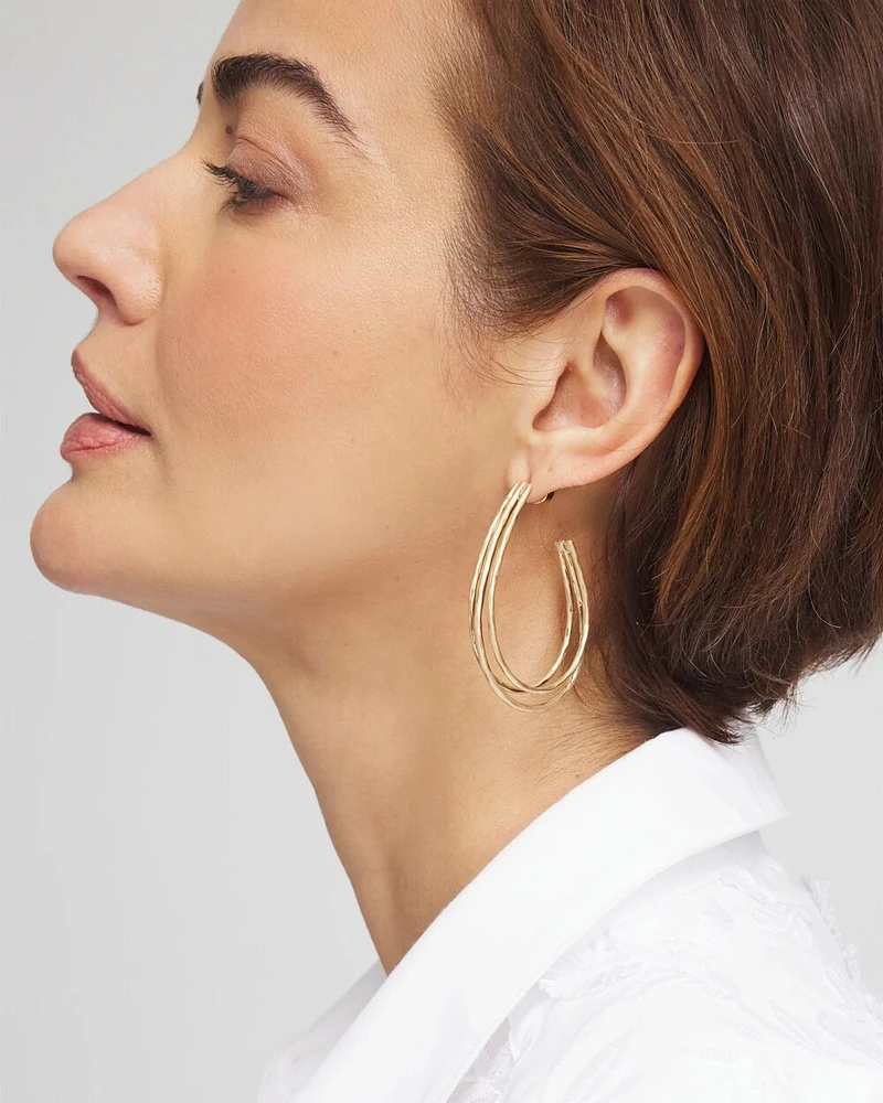 No Droop® Brass Triple Hoop Earrings