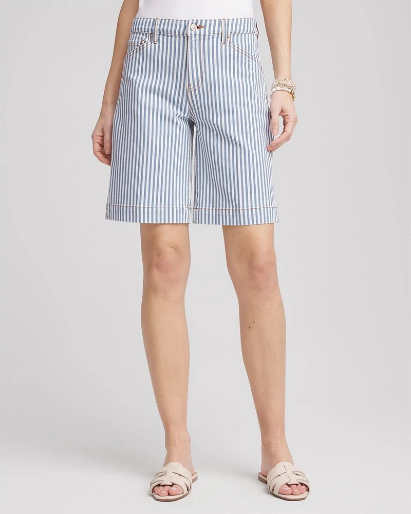 Nautical Striped Denim Trouser Shorts