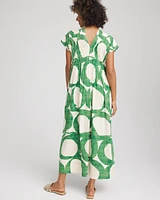 Printed Silk-Twill Popover Midi Dress