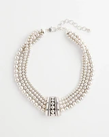 Layered Silvertone Bib Necklace