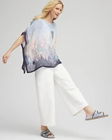 Linen Watercolor Boatneck Poncho