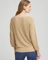 Textured Zebra Print Dolman Sleeve Sweater