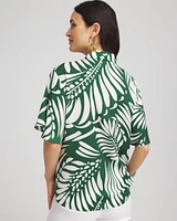 Palm Print Tie-Front Silky Top