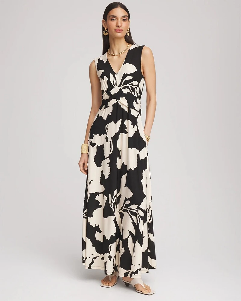 Floral Ruched Jersey Maxi Dress