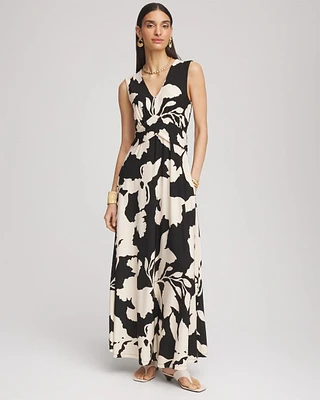 Floral Ruched Jersey Maxi Dress