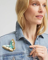 Gold and Blue Butterfly Brooch