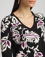 Floral Intarsia Pullover Sweater
