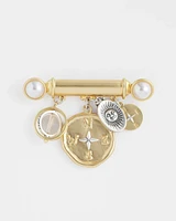 Gold-Tone Bar Compass Brooch