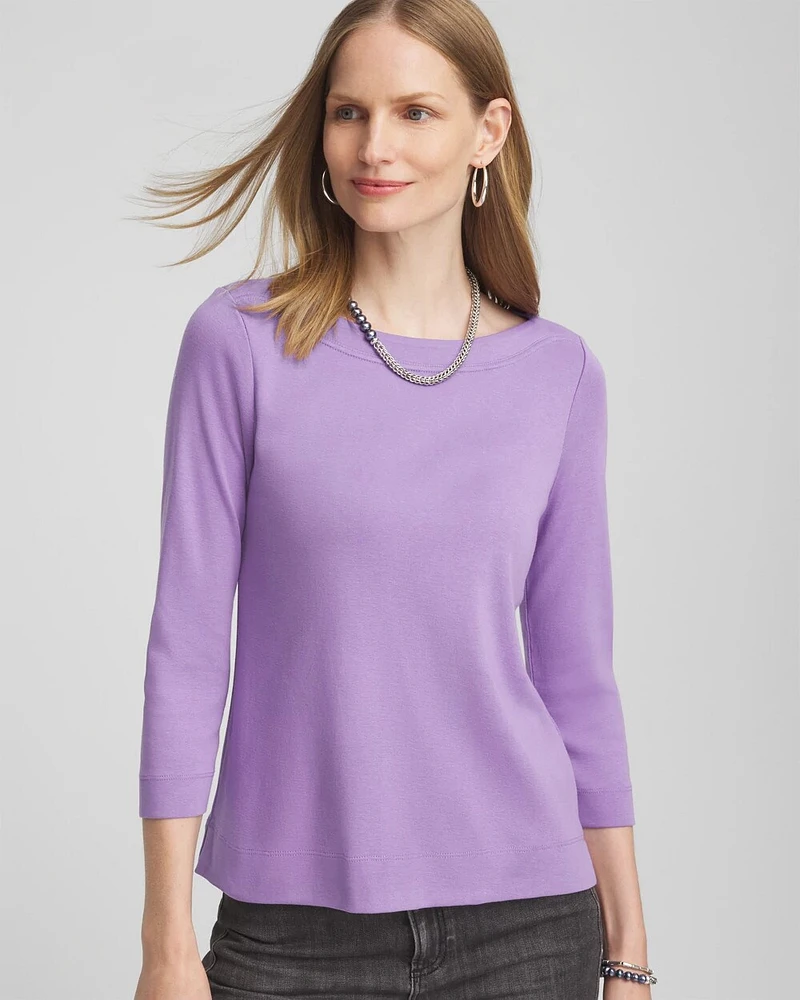 3/4 Sleeve Bateau Neck Tee