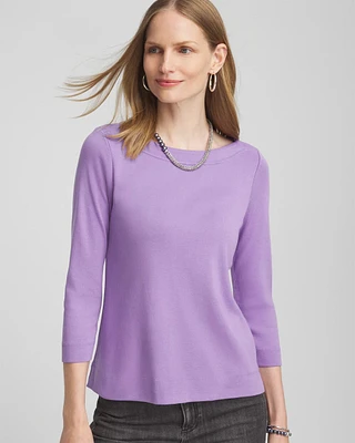 3/4 Sleeve Bateau Neck Tee