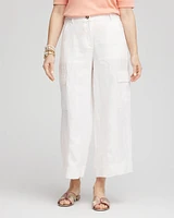 Linen Cargo Wide-Leg Cropped Pants