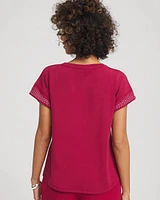 Zenergy® Scuba Embellished Short-Sleeve Top