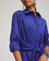 Wrap Belt Poplin Midi Shirtdress