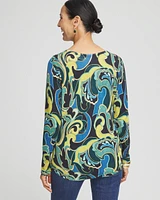 Scroll Print V-Neck Sweater