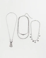 Multi Strand Silver Tone Convertible Necklace