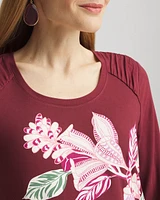 Touch of Cool™ Gathered Sleeve Floral Print Tee