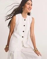 Linen Button-Front Shirt Vest