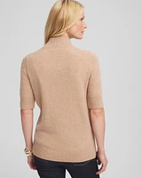 Cashmere Elbow Sleeve Mock Neck Sweater