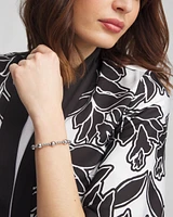 Silver-tone Medium Bead Stretch Bracelet