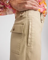 Petite Canvas Cargo Wide-Leg Pants