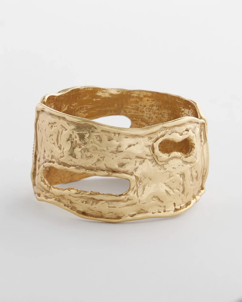 Goldtone Molten Hinge Cuff Bracelet