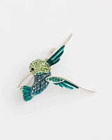 Sparkly Blue Hummingbird Brooch