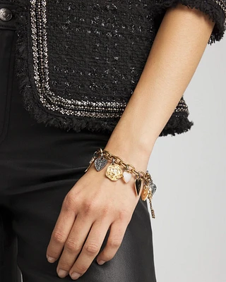 Mixed-Metal Heart Charm Bracelet