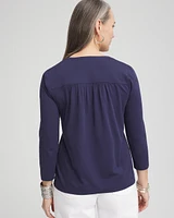 Pleated Placket Henley Tee