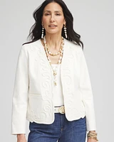 Collarless Soutache-Trim Jacket