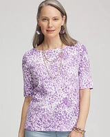 Animal Print Bateau-Neck Pima Tee